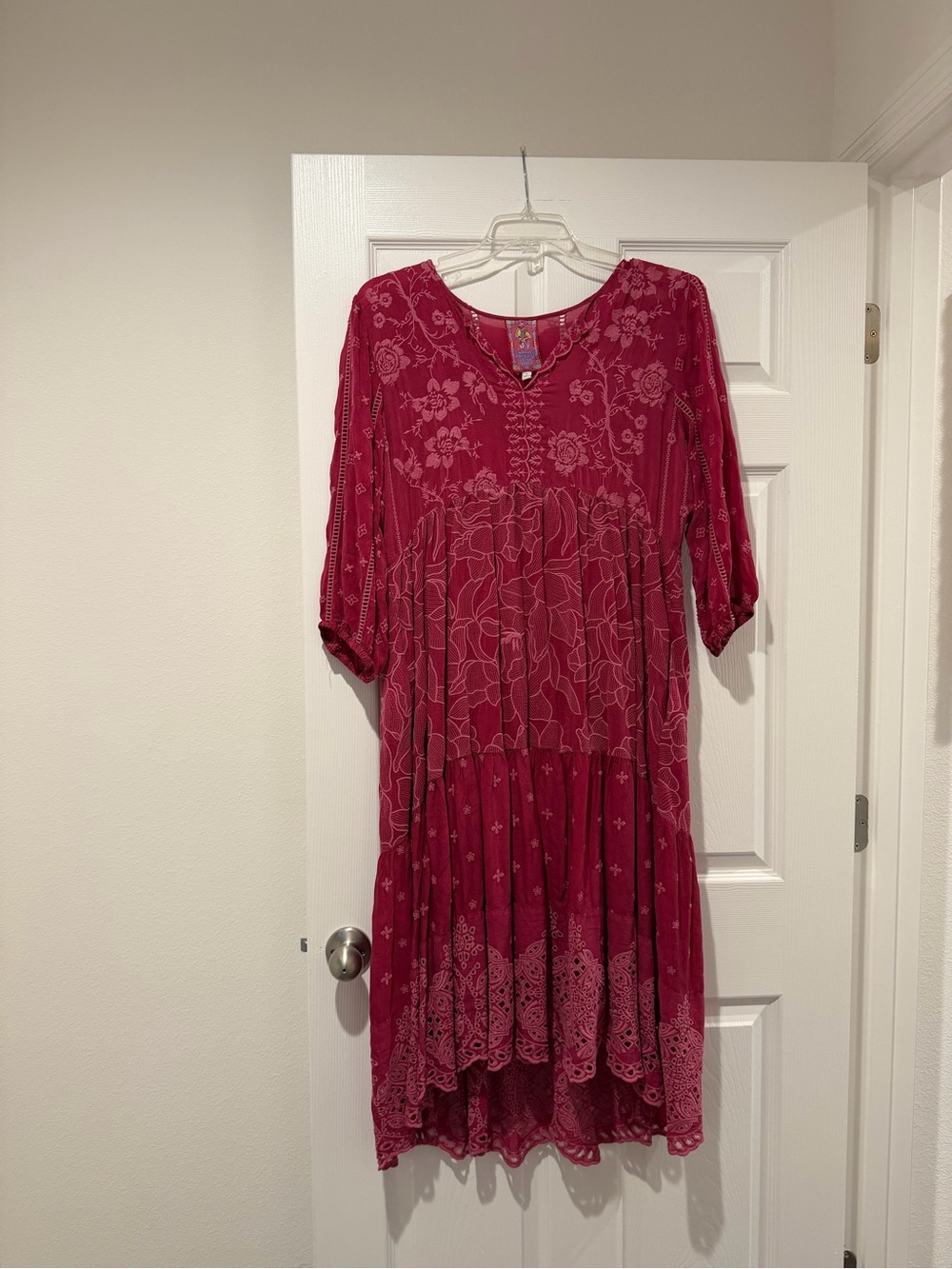 Johnny Was Rose Embroidered Midi Dress